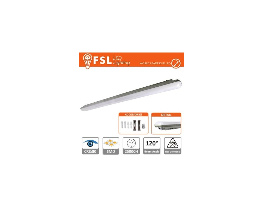 Plafoniera Stagna 36W - 4000K 3100LM 120º 1198x85x66mm IP65