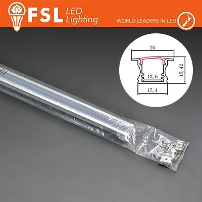 KIT PROFILO ALLUMINIO 6063 - INCASSO SILVER - cover opale - 2m - 25*15,42