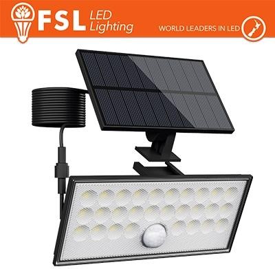 Faro da esterno solare con sensore di movimento 60W (6 led) - Nero Staccabile