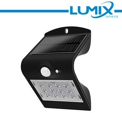 Lampada da parete LED solare senza fili con Sensori 220lm NERO