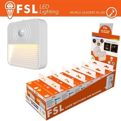 Luce notturna quadrata con sensore di movimento bispina con espositore
