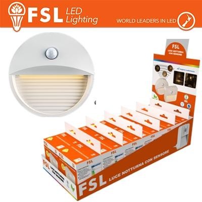 Luce notturna tonda con sensore di movimento bispina con espositore