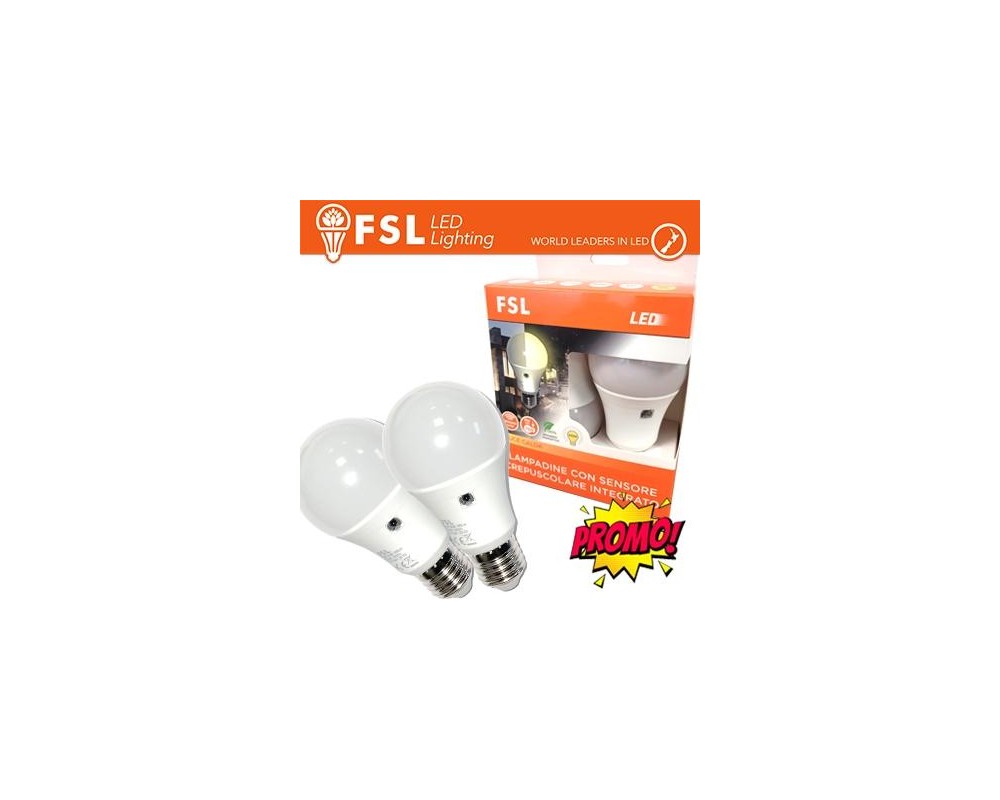 Lampada LED con Doppio Sensore Crepuscolare 9W 3000K - Confezione 2PACK