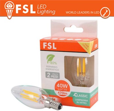 Lampada Filamento Sfera C35FC 4W 3000K E14 - Confezione 2PACK
